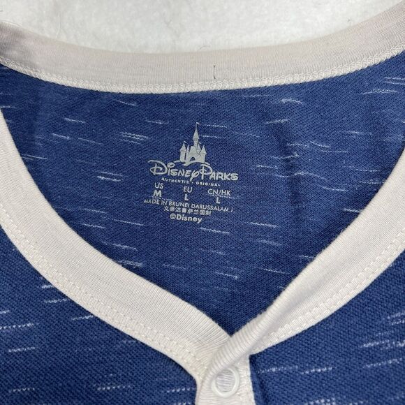 Disney Epcot Henley Men's Medium Short Sleeve Graphic T Shirt Blue White - Picture 3 of 12